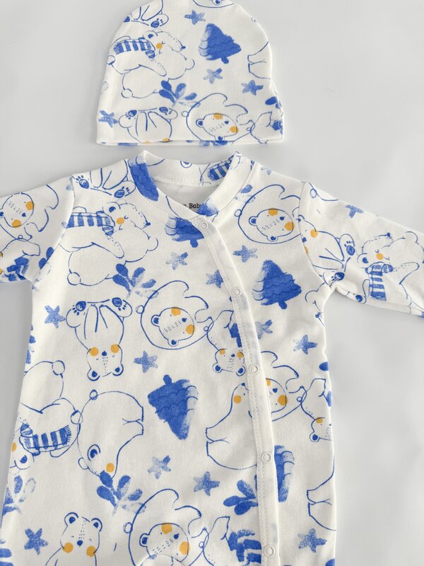 Salopeta baiat alba cu ursuleti