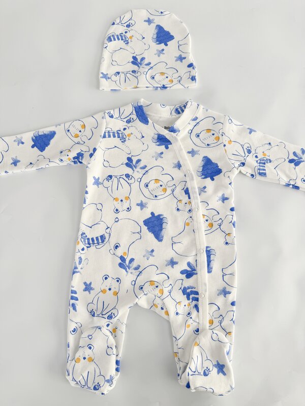 Salopeta baiat alba cu ursuleti