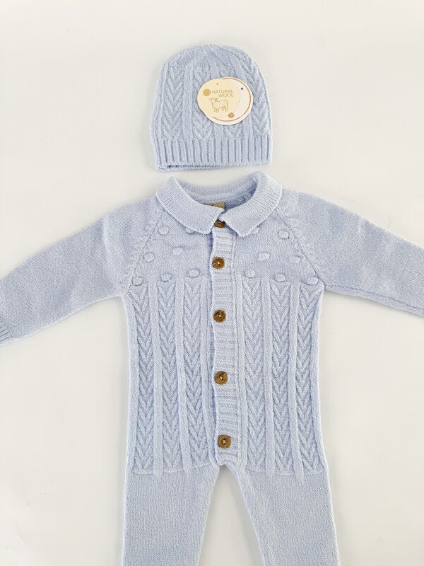 Salopeta baiat albastra cu caciulita