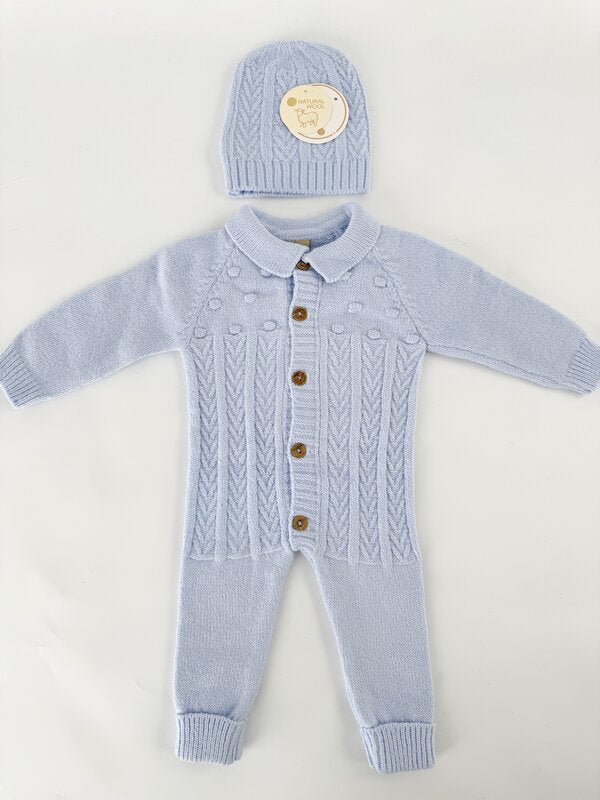 Salopeta baiat albastra cu caciulita