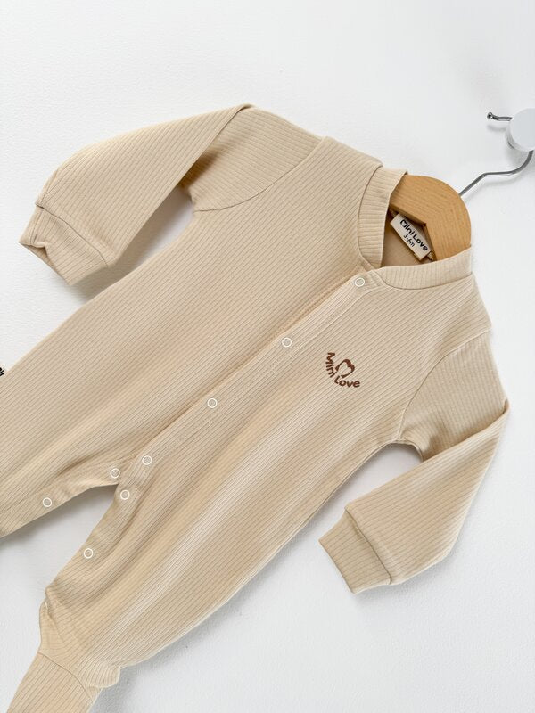 Salopeta baiat crem logo mini love