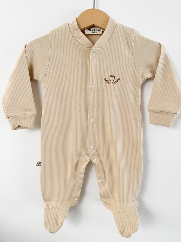 Salopeta baiat crem logo mini love