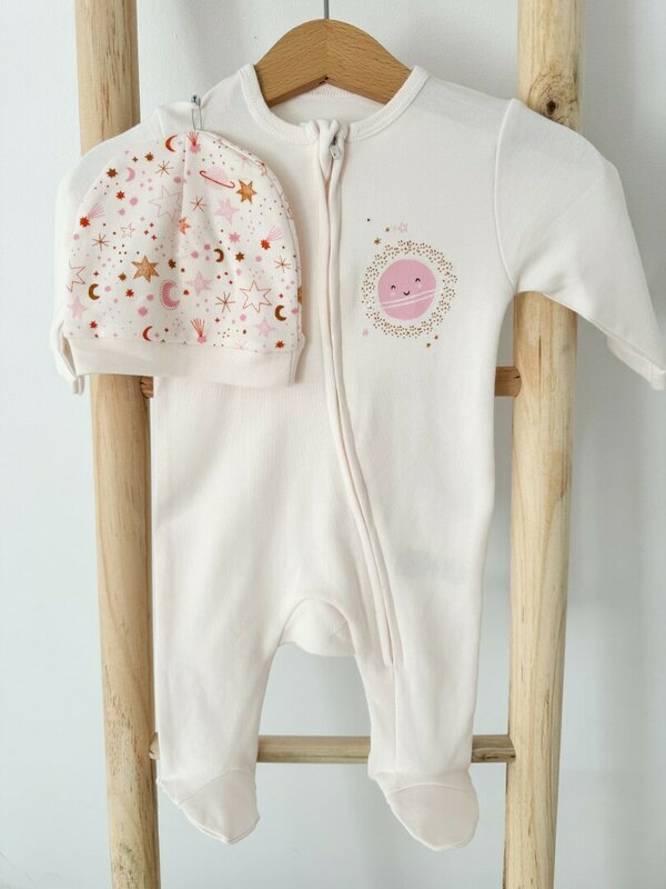 Salopeta bumbac alba cu stelute