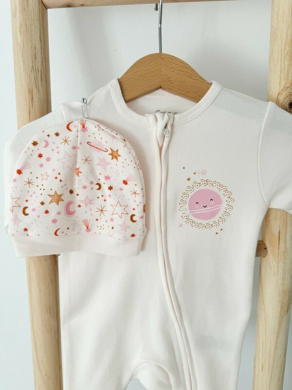 Salopeta bumbac alba cu stelute