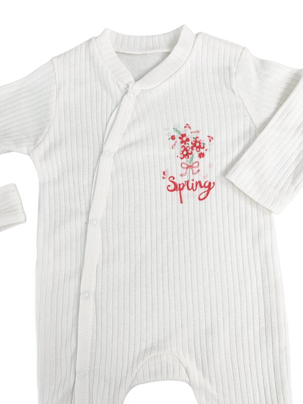 Salopeta fetite alba buchetel de flori - 2 piese