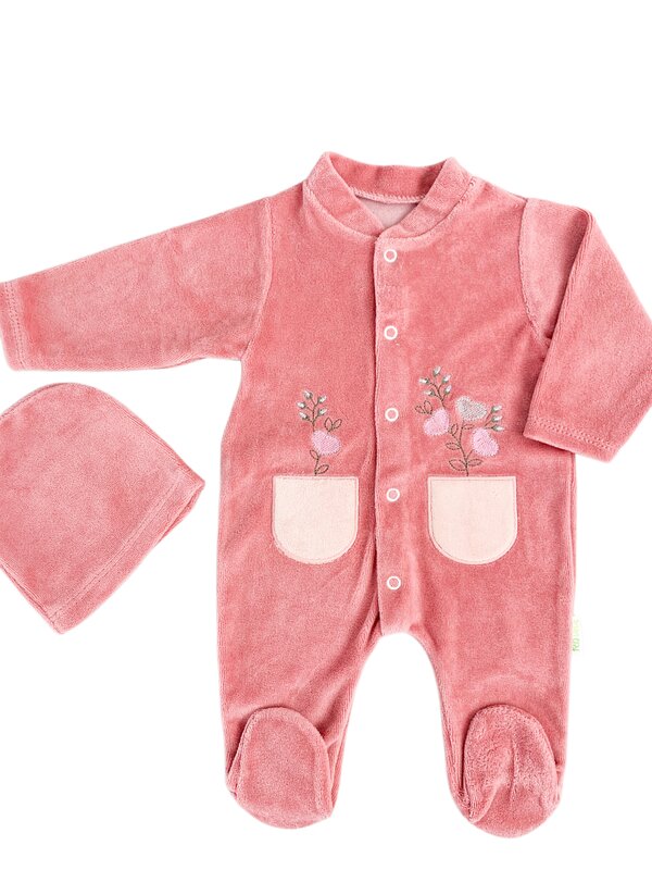 Salopeta fetite roz cu flori