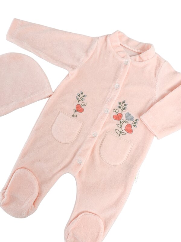 Salopeta fetite roz cu flori