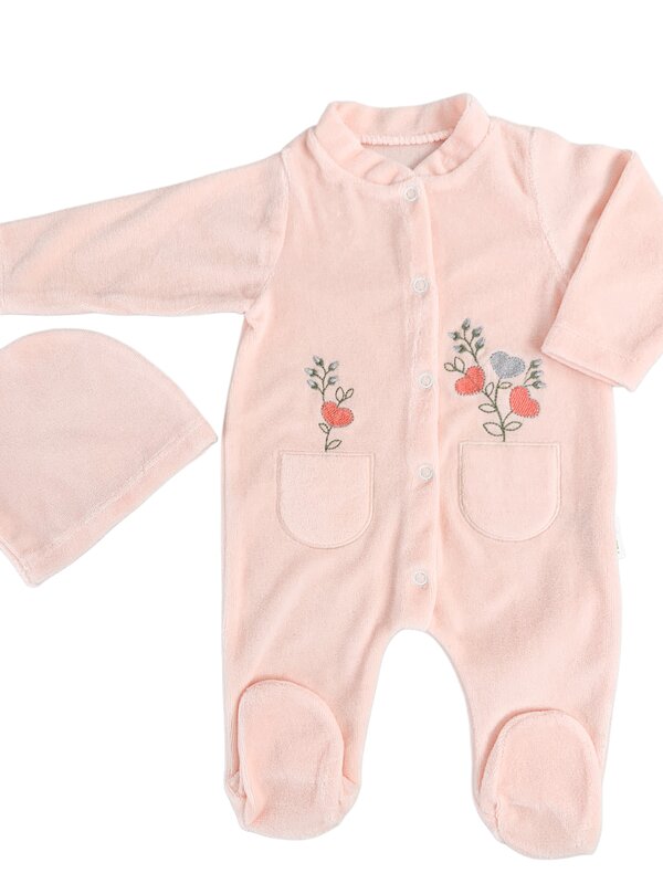 Salopeta fetite roz cu flori