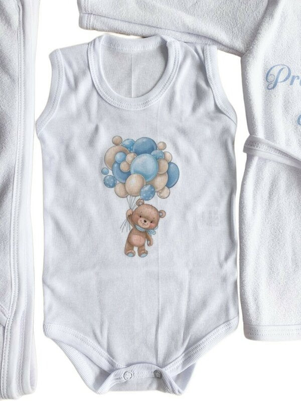 Set baie baiat personalizat cu ursulet