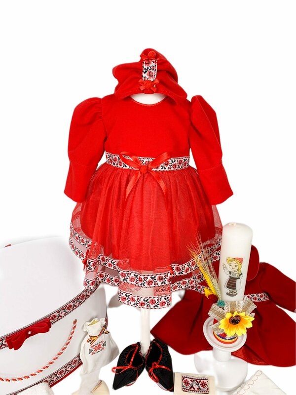 Set botez fetita complet rosu