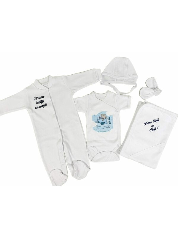 Set de baie pentru bebelusi - personalizat cu ursulet- 5 piese