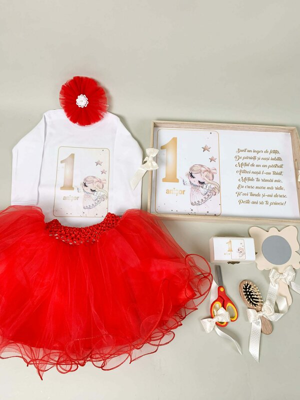 Set rosu personalizat aniversare 1 an - Ingeras