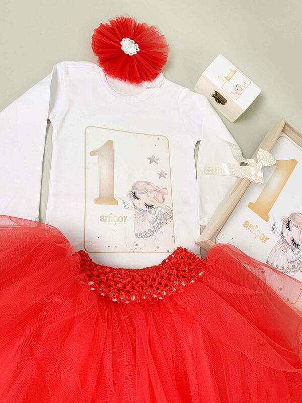 Set rosu personalizat aniversare 1 an - Ingeras
