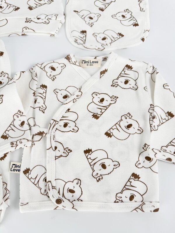 Set salopeta alba baiat cu ursuleti