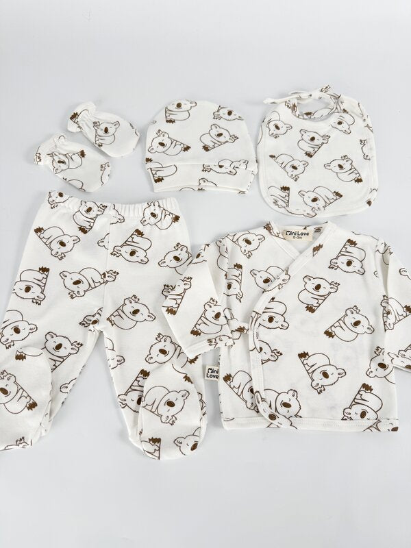 Set salopeta alba baiat cu ursuleti