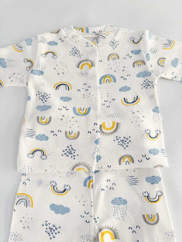 Set salopeta baiat alba cu nori