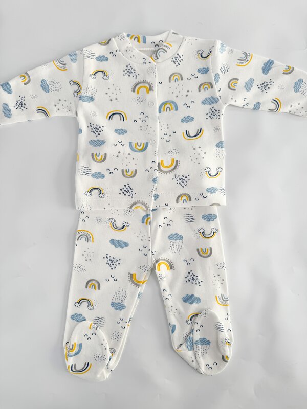 Set salopeta baiat alba cu nori