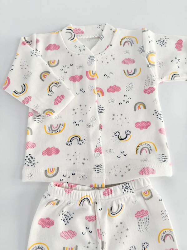 Set salopeta fetita alba cu nori