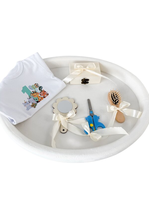 Set tavita alba baietei taiere mot 1 an - 6 piese