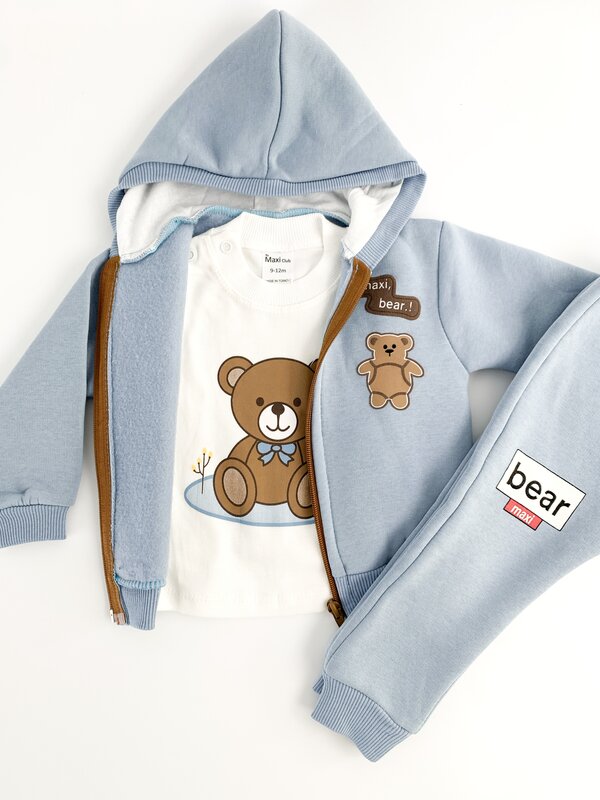 Trening copii 3 piese - albastru cu ursuleti