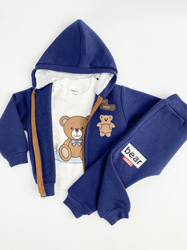 Trening copii 3 piese - bleumarin cu ursuleti