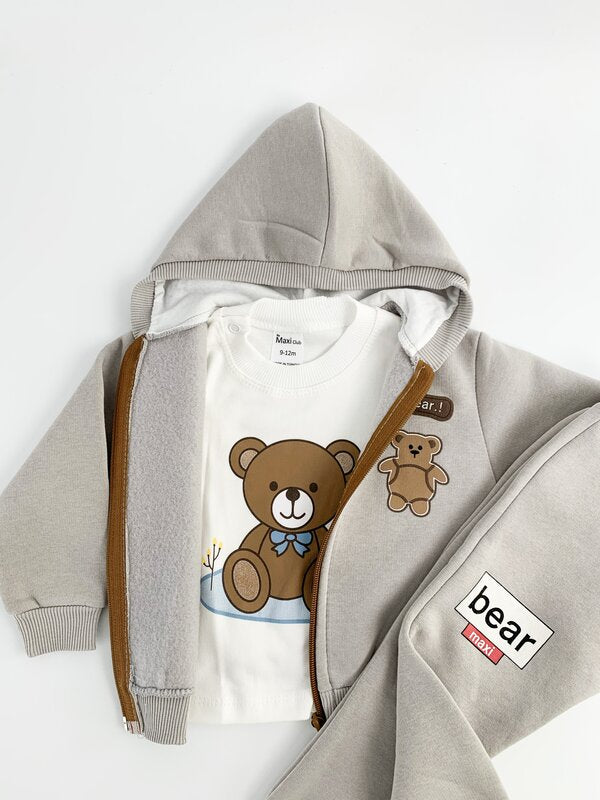 Trening copii 3 piese - gri cu ursuleti