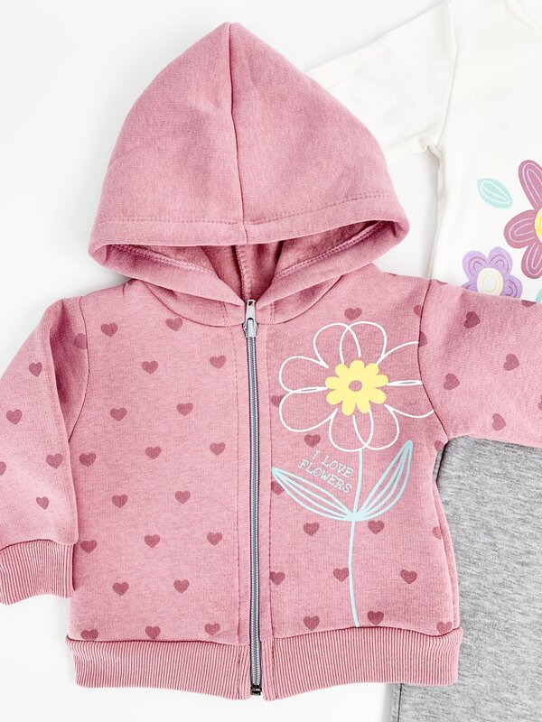 Trening Ecaterina fete 3 piese - roz cu gri