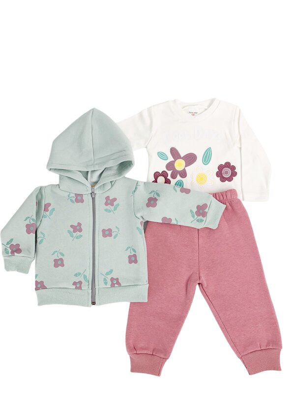 Trening Ecaterina fete 3 piese - verde cu roz