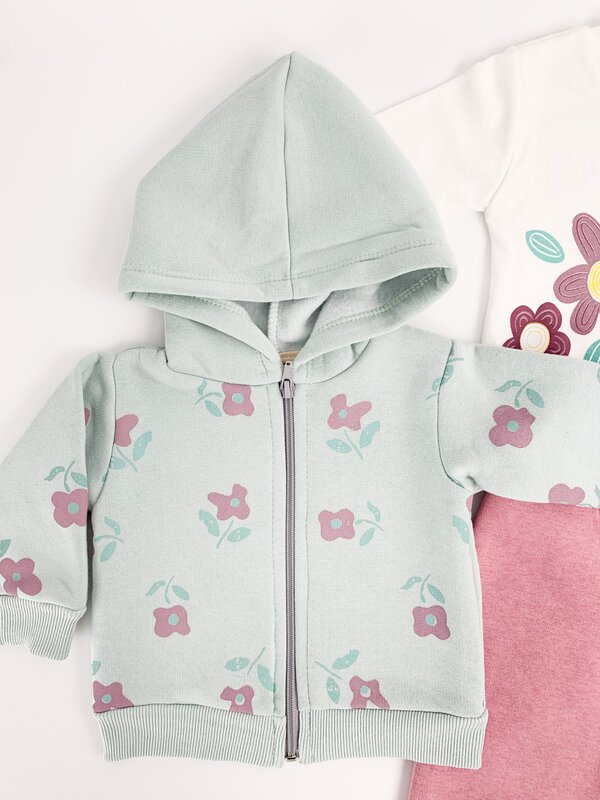 Trening Ecaterina fete 3 piese - verde cu roz