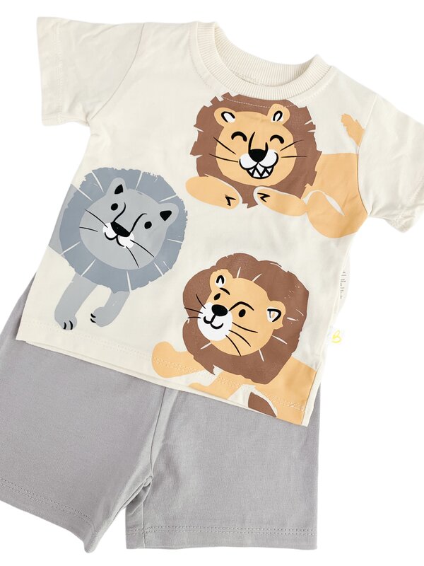 Trening scurt cu leu - gri cu bej