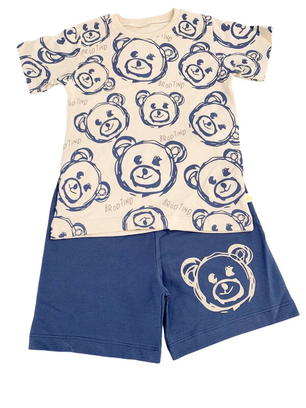 Trening scurt cu ursulet - bleumarin cu bej