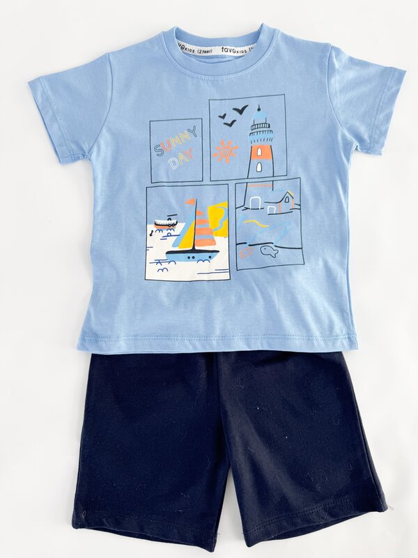 Trening scurt Sunny Day - albastru cu bleumarin