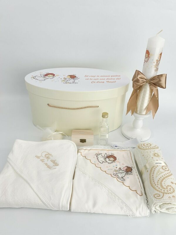 Trusou botez complet auriu cu ingerasi