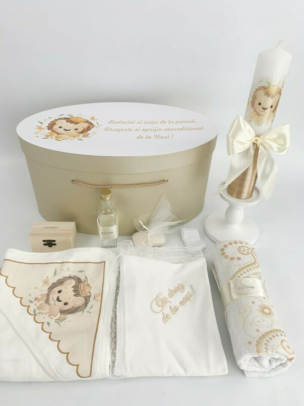 Trusou botez complet auriu cu leu