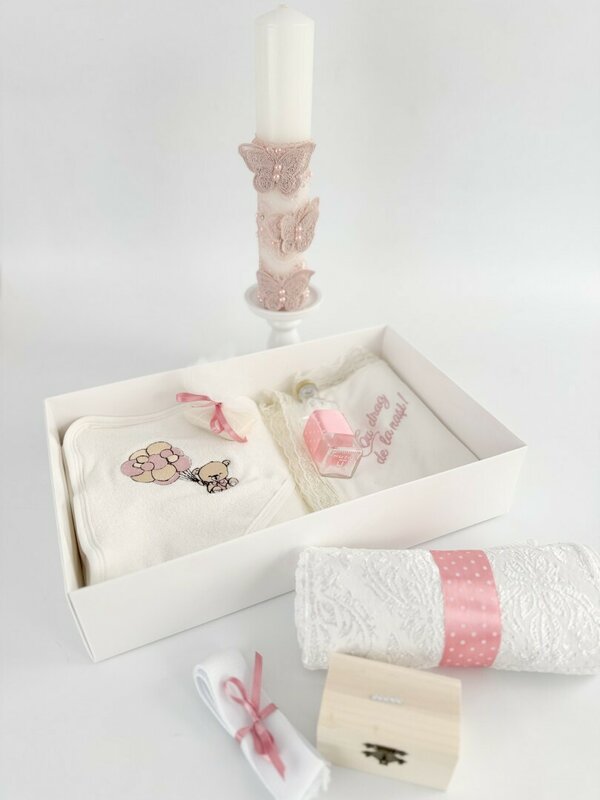 Trusou fetita roz cu ursulet cu baloane